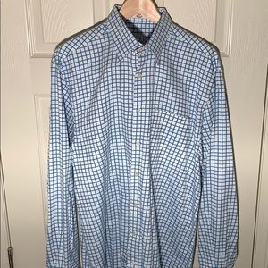 Men’s L 36 16.5 Light Blue Checked Dress Shirt